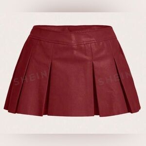 Burgundy leather skirt